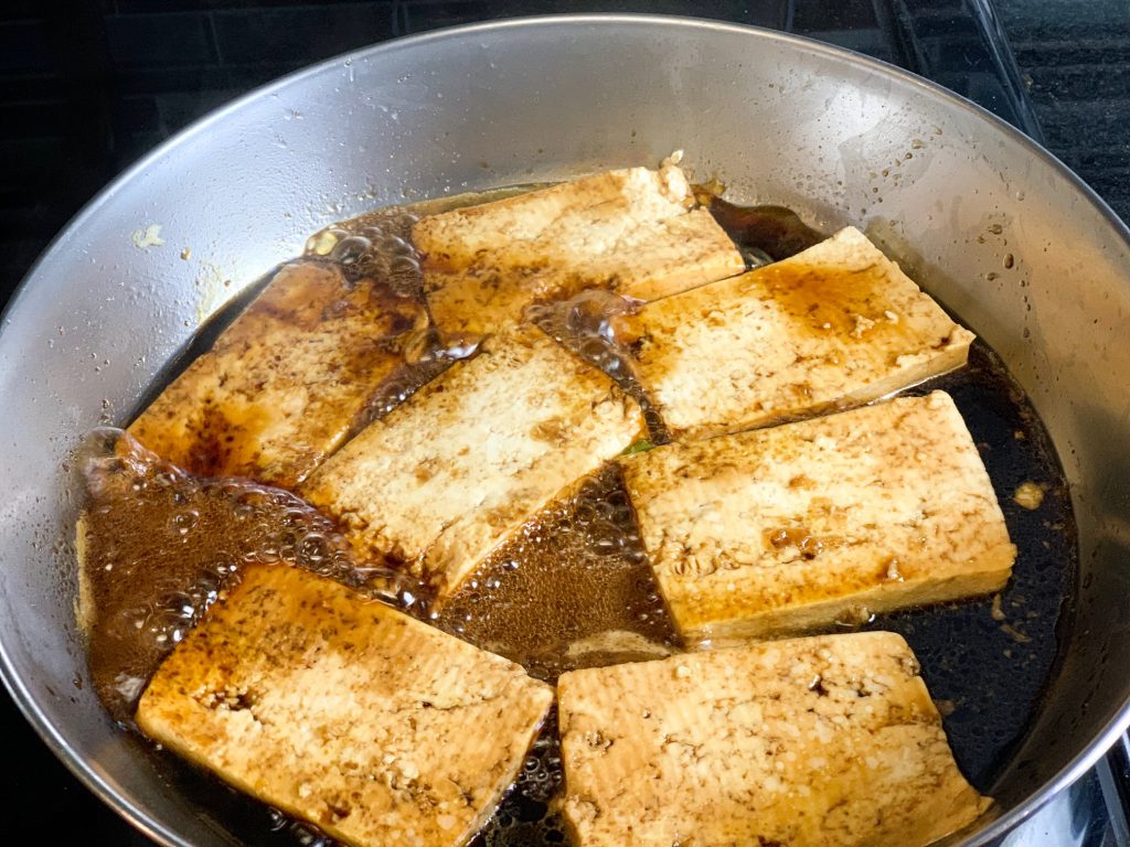 photo of sweet and sour tofu before it is finished with sauce