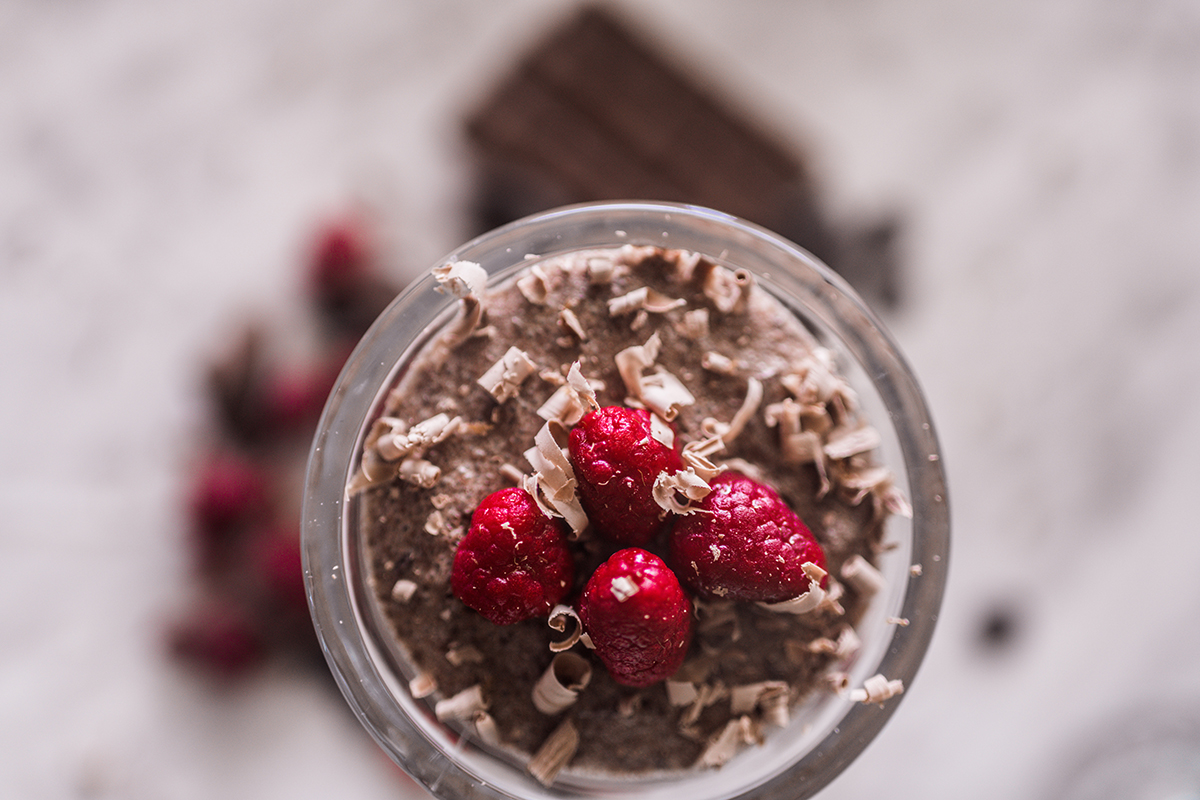 Close-up view of Gluten-free vegan chocolate mousse