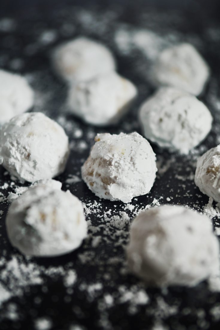 Italian butterball cookies on countertop