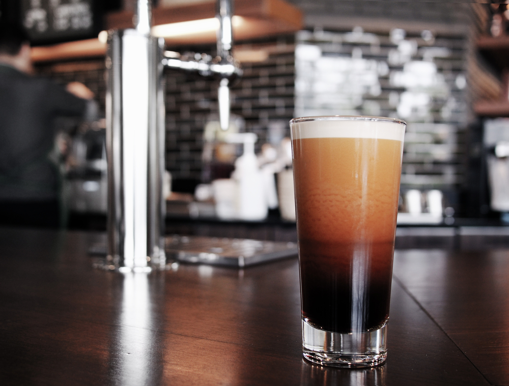 Nitro coffee served in a coffee shop 
