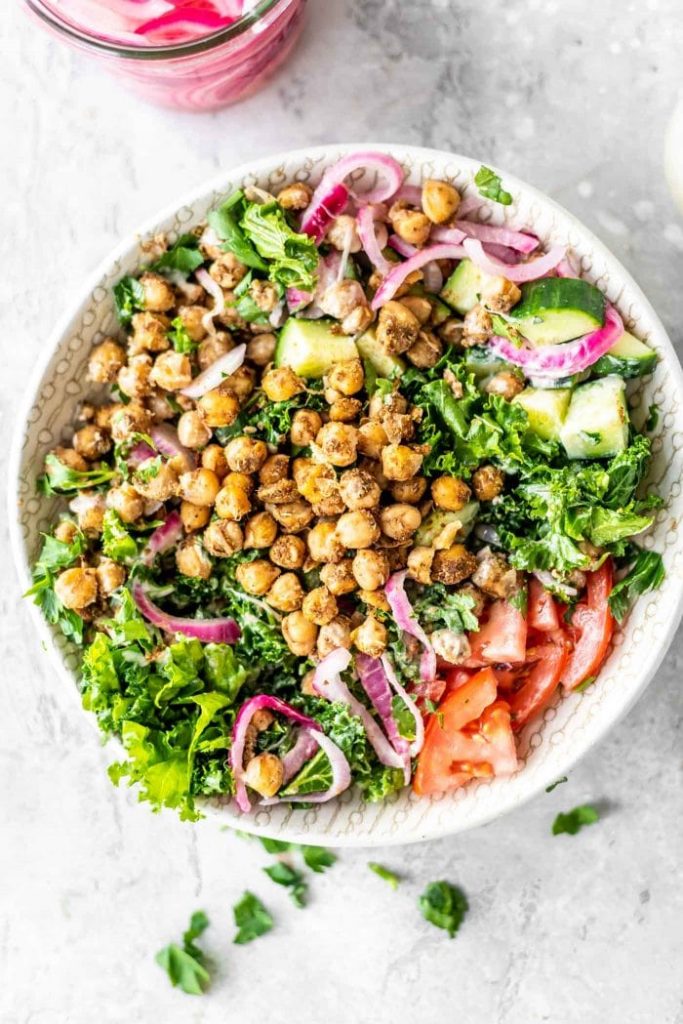 Crunchy chickpeas are an awesome salad topper