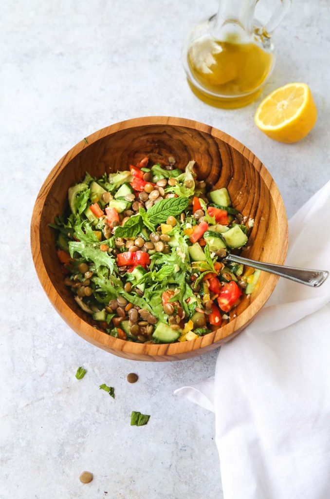 This mint lentil salad is super fresh easy.