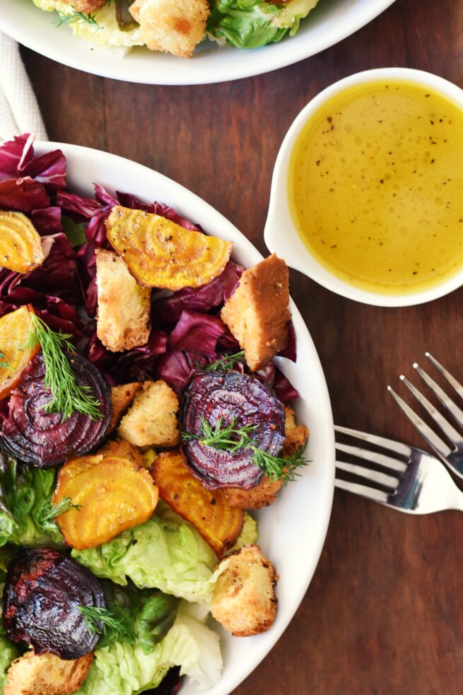 The beets make vegan salad recipes super colorful