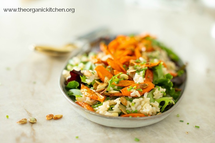 Carrots are great for adding color to vegan salad recipes