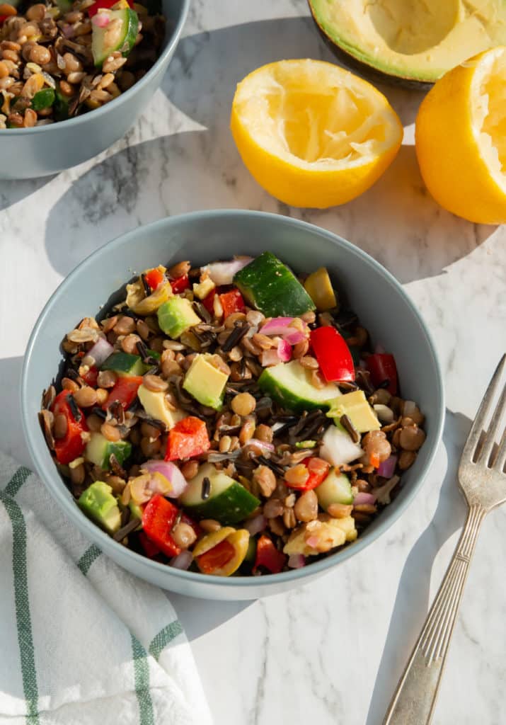 The lentils and brown rice make vegan salad recipes super filling