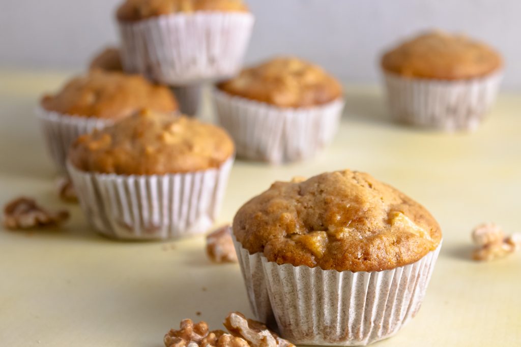 healthy apple walnut muffins 