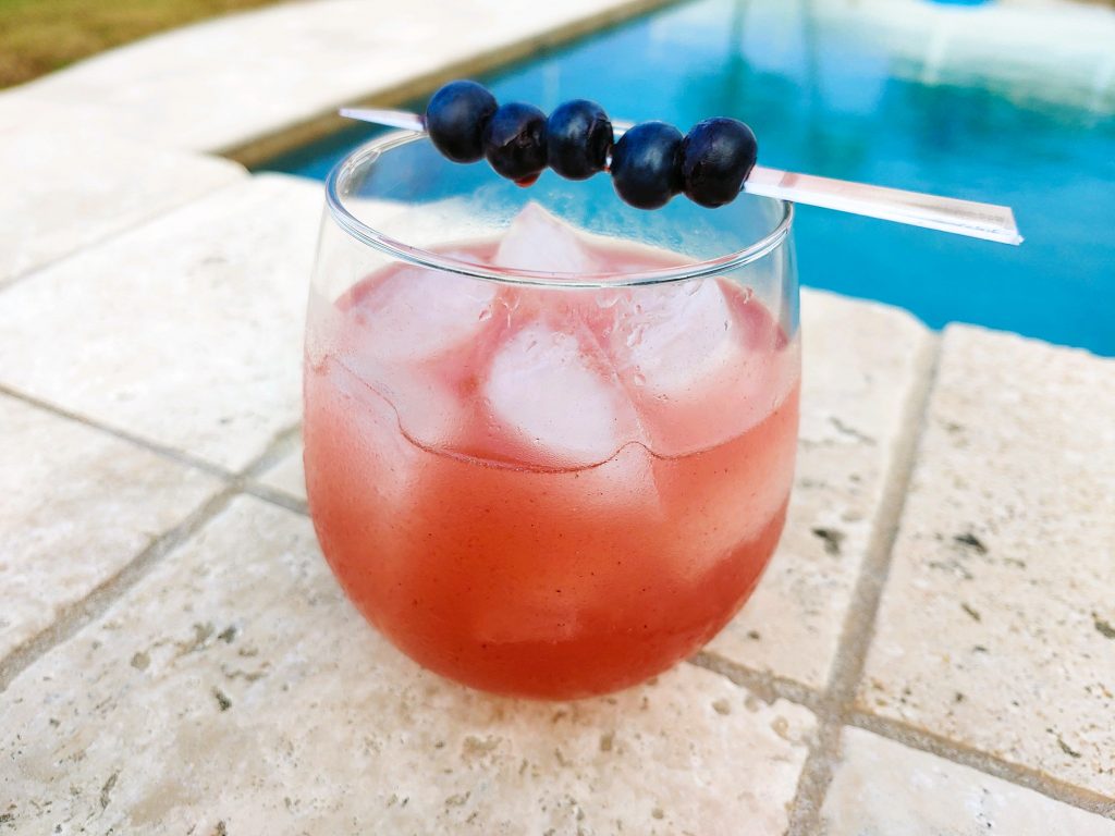 blueberry vodka drink with lemon and agave