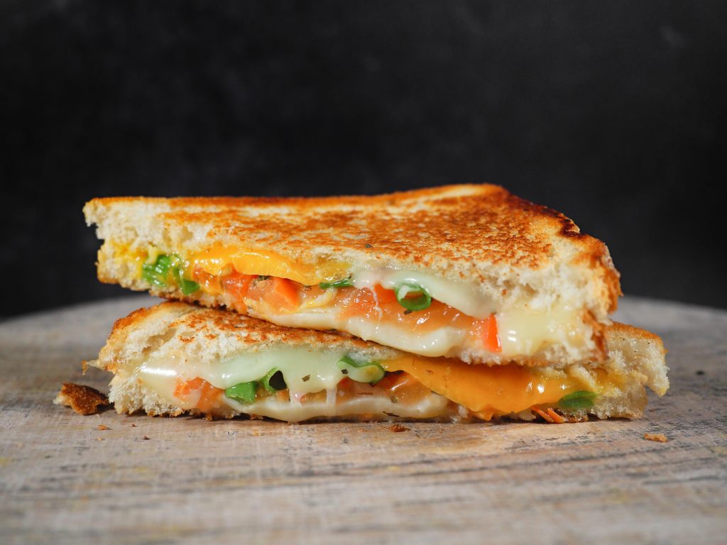 stacked tomato grilled cheese