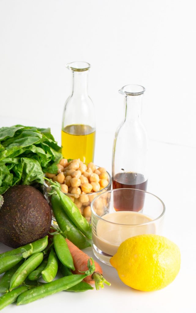 ingredients for making tahini maple salad dressing