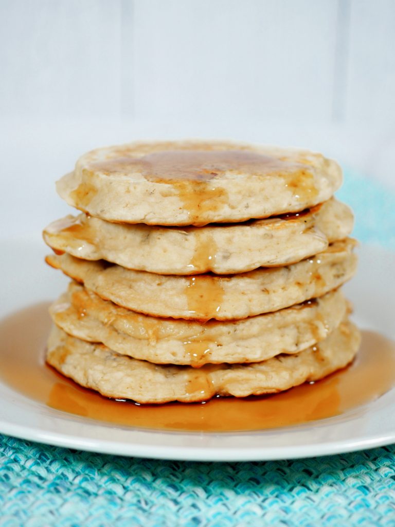 vegan banana pancakes with maple syrup