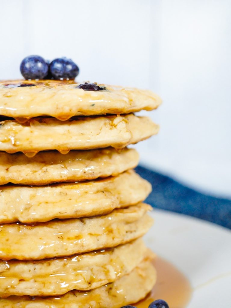 close up view of vegan blueberry pancakes