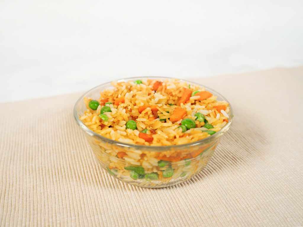 small bowl of fried rice with vegetables