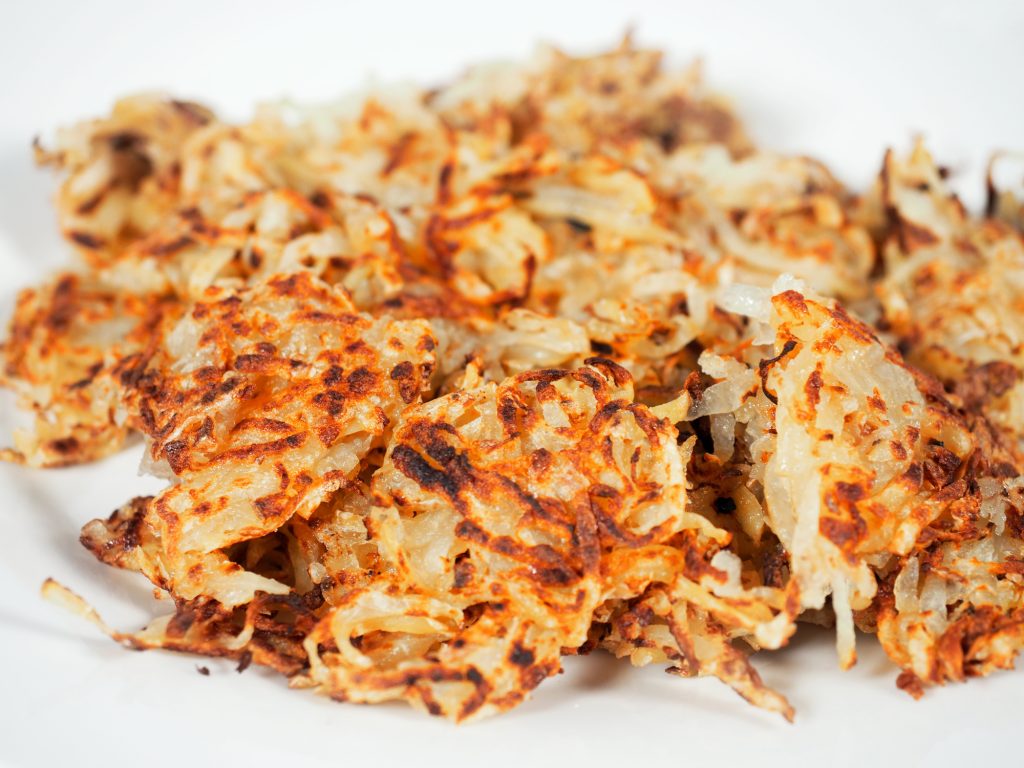 close up of cooked vegan hash browns