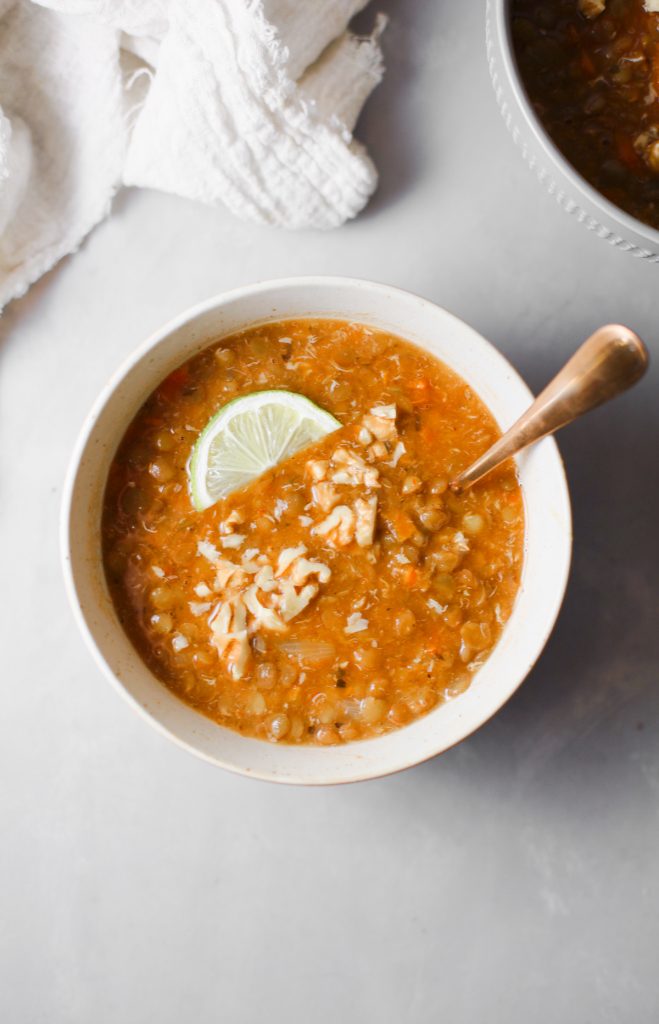 vegan lentil soup recipe from above