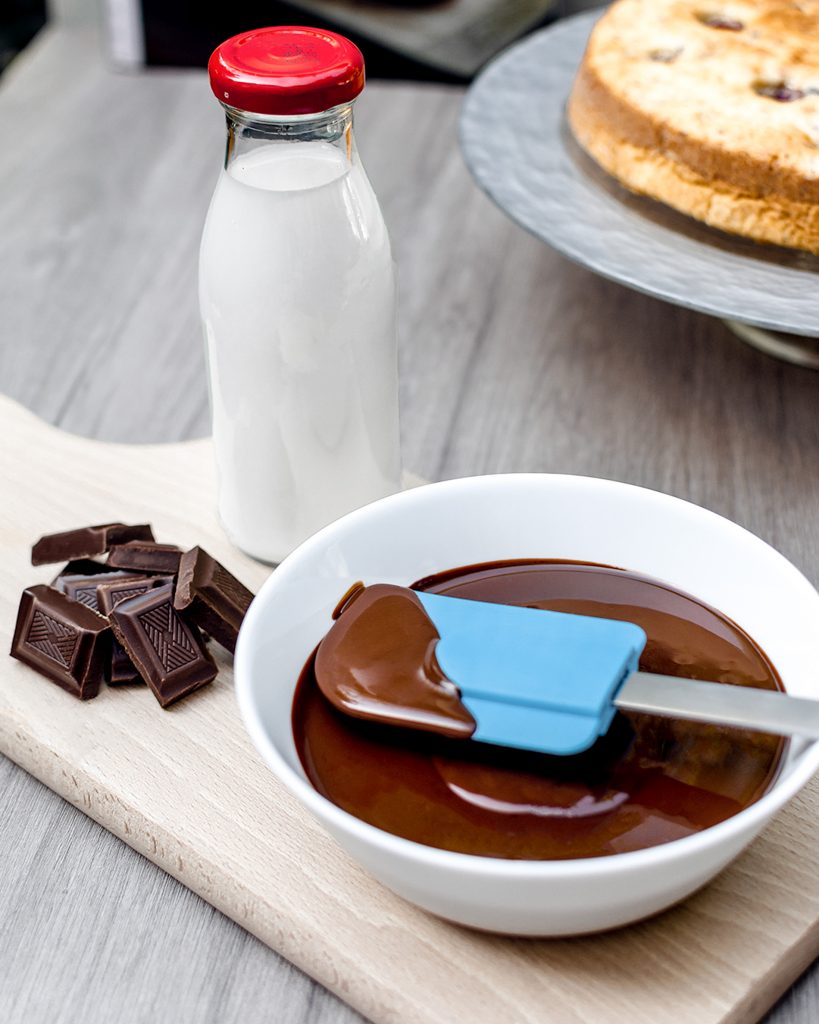 chocolate ganache on spatula