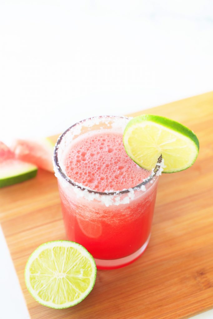 frozen watermelon margarita on a white background