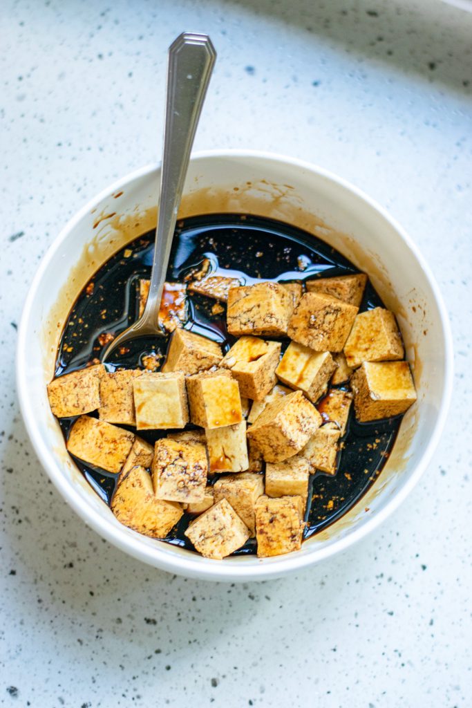 kung pao sauce with tofu marinading 