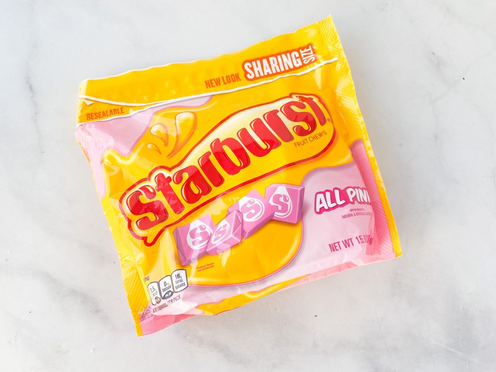bag of pink starburst candy