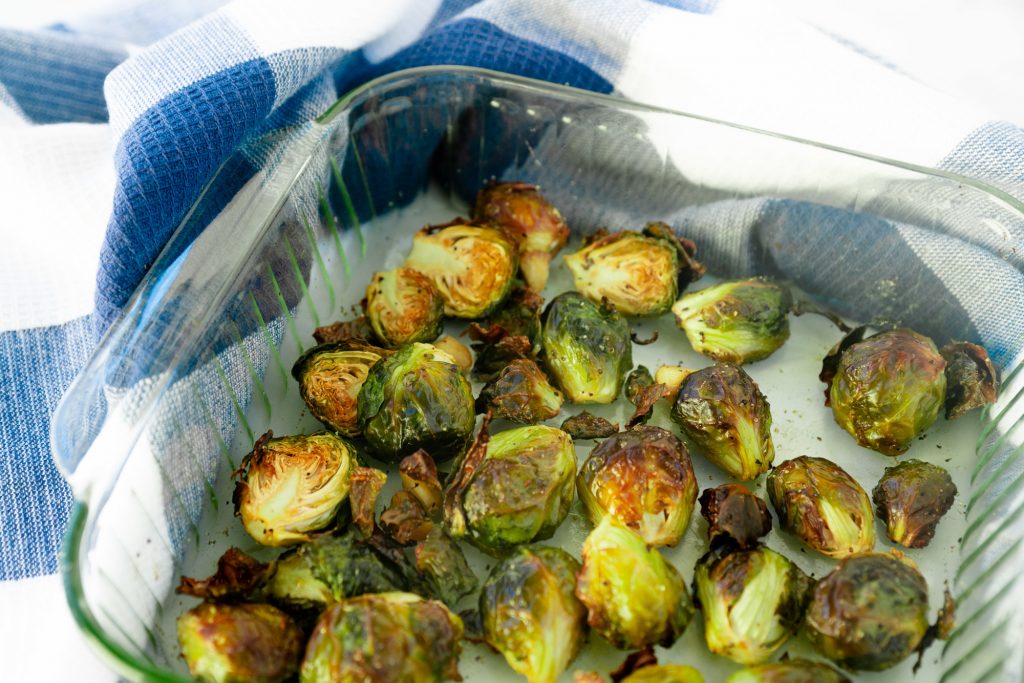 roasted brussels sprouts in dish