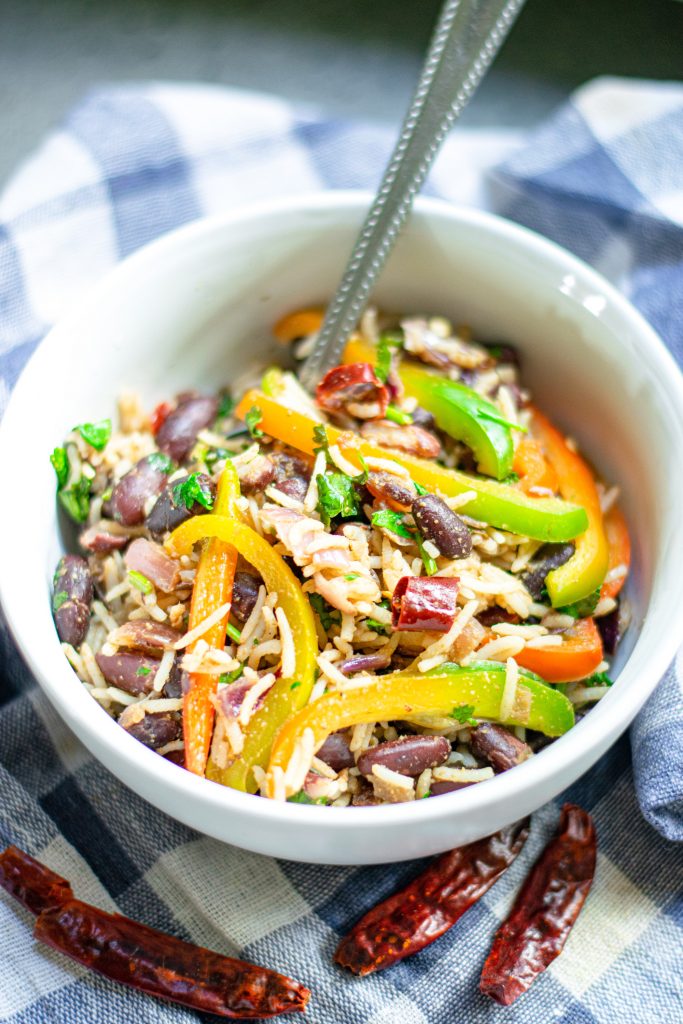 vegan burrito ingredients in bowl