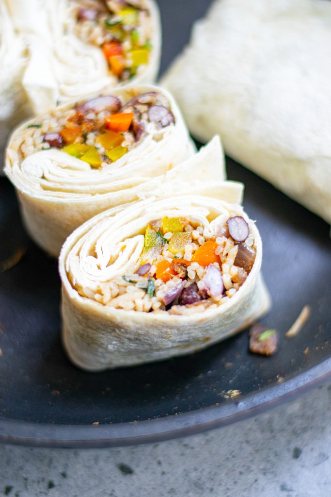 close up photo of vegan burrito recipe