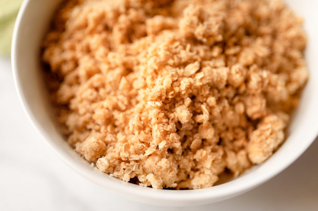 vegan crumble topping close up photo