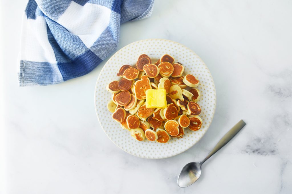 vegan pancake cereal from above with a spoon