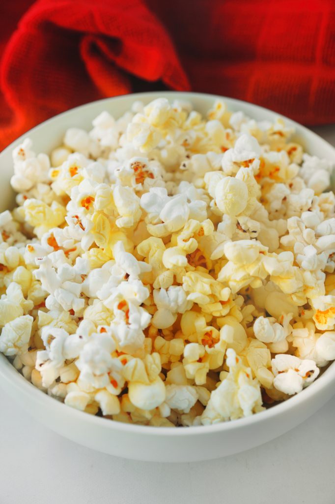 close up photo of movie theater popcorn that is vegan