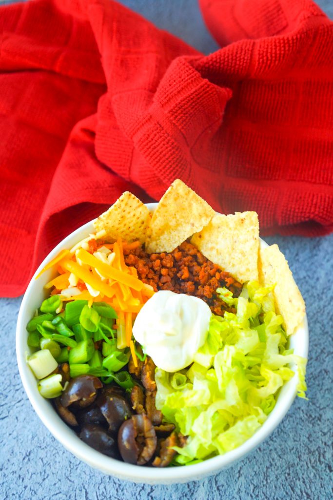 close up of a vegan burrito bowl recipe