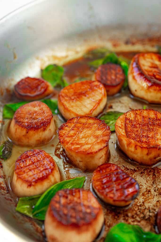 vegan scallops seared in lemon butter with basil