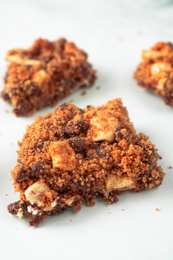 chocolate chips in vegan smores bars