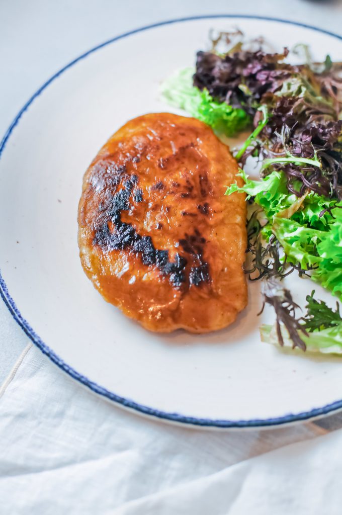 close up photo of seitan steak 