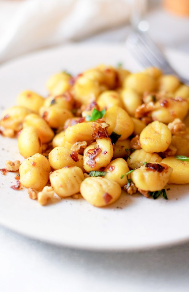 close up photo of vegetarian gnocchi on plate