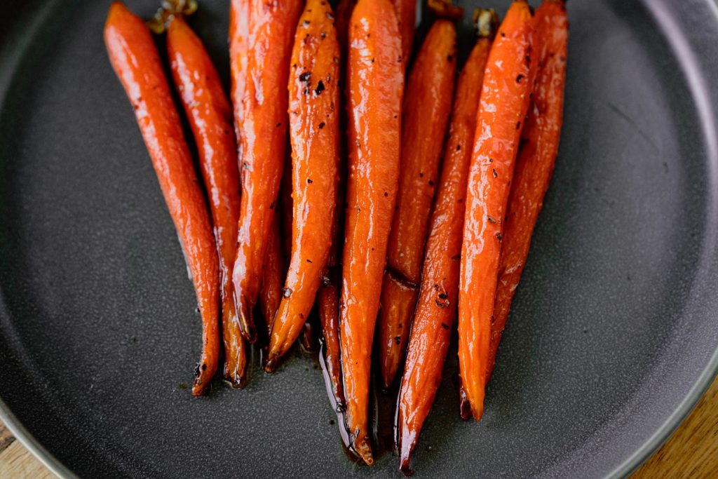 tips of vegan maple roasted carrots 