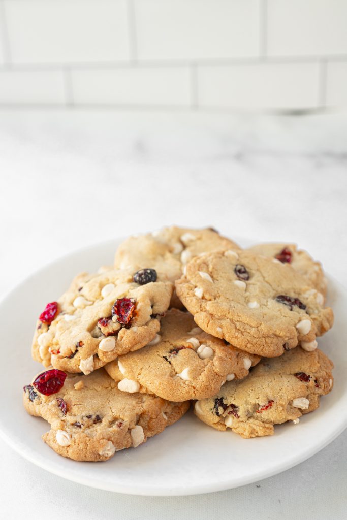 vegan cranberry cookies on dish