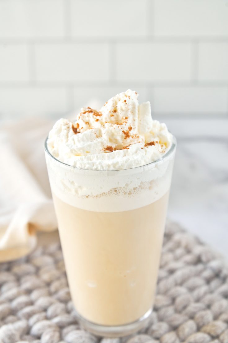 vegan chai frappuccino which is a starbucks copycat with whipped cream