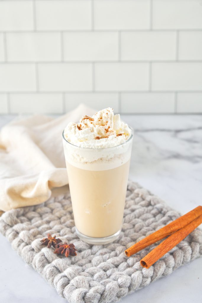 Starbucks Copycat chai cream frappuccino on knit coaster