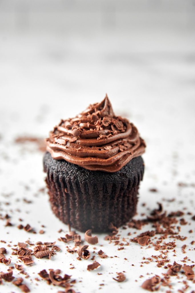 inside of non-dairy chocolate cupcakes