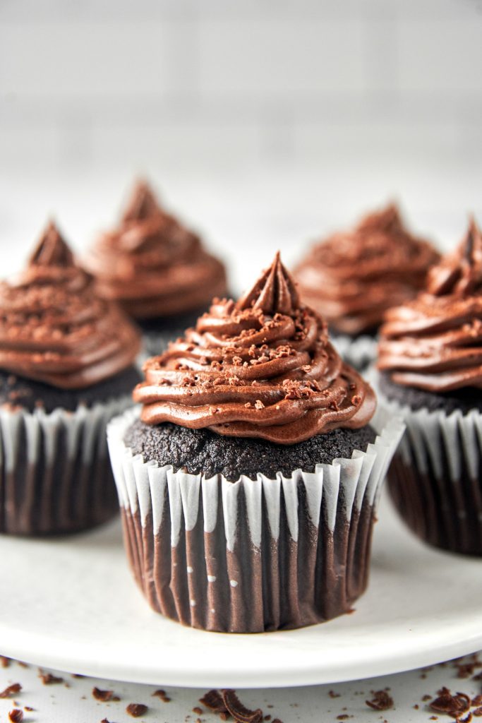 vegan chocolate cupcakes on a plate