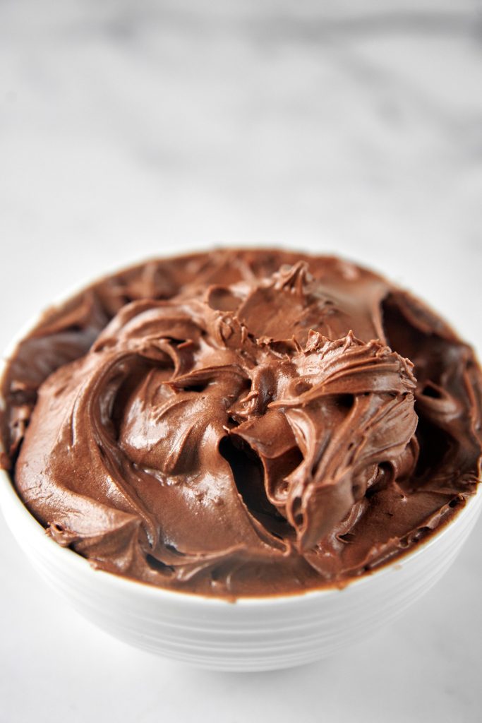 bowl of vegan chocolate frosting