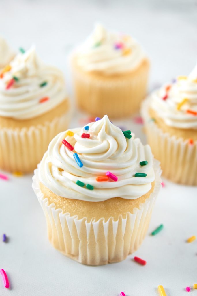 vegan vanilla cupcakes with funfetti topping