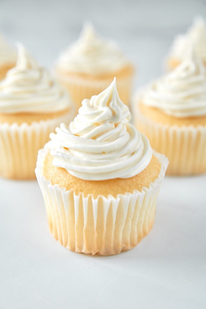 vegan vanilla cupcakes with vanilla frosting