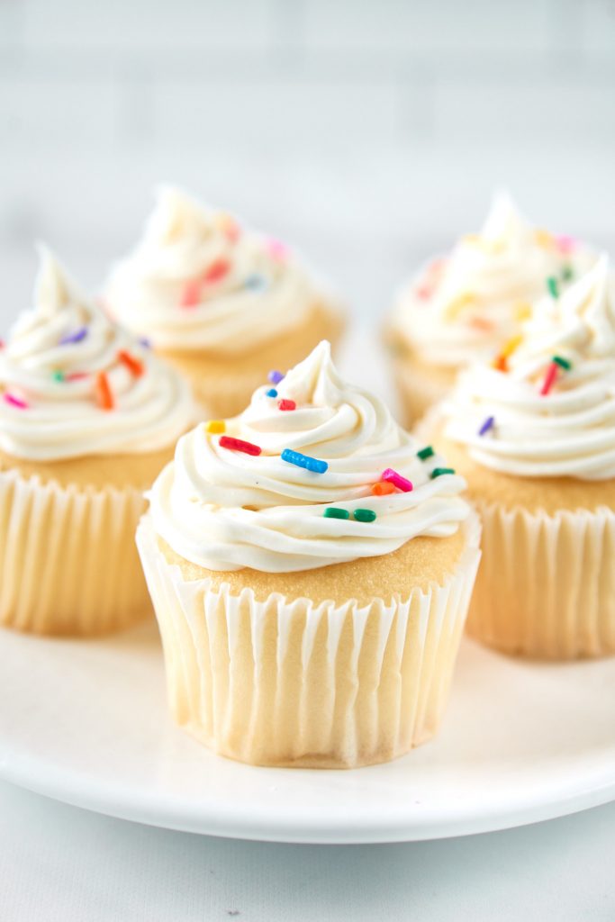 vegan vanilla cupcakes on a plate