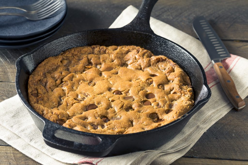 vegan skillet cookie not cut in a cast iron pan