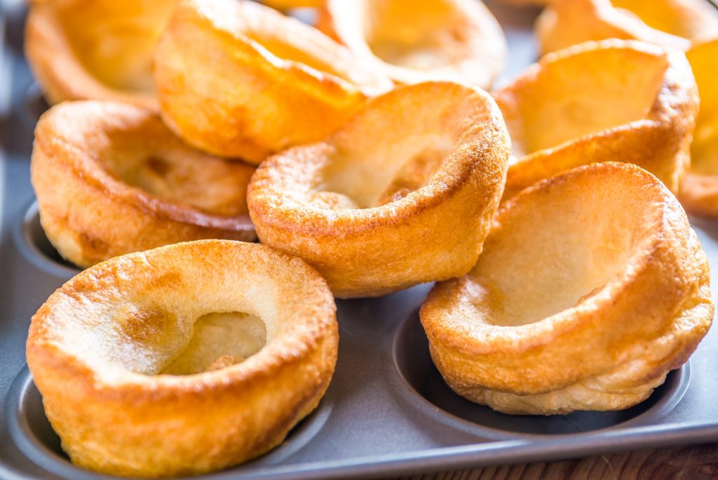vegan yorkshire puddings without egg being baked