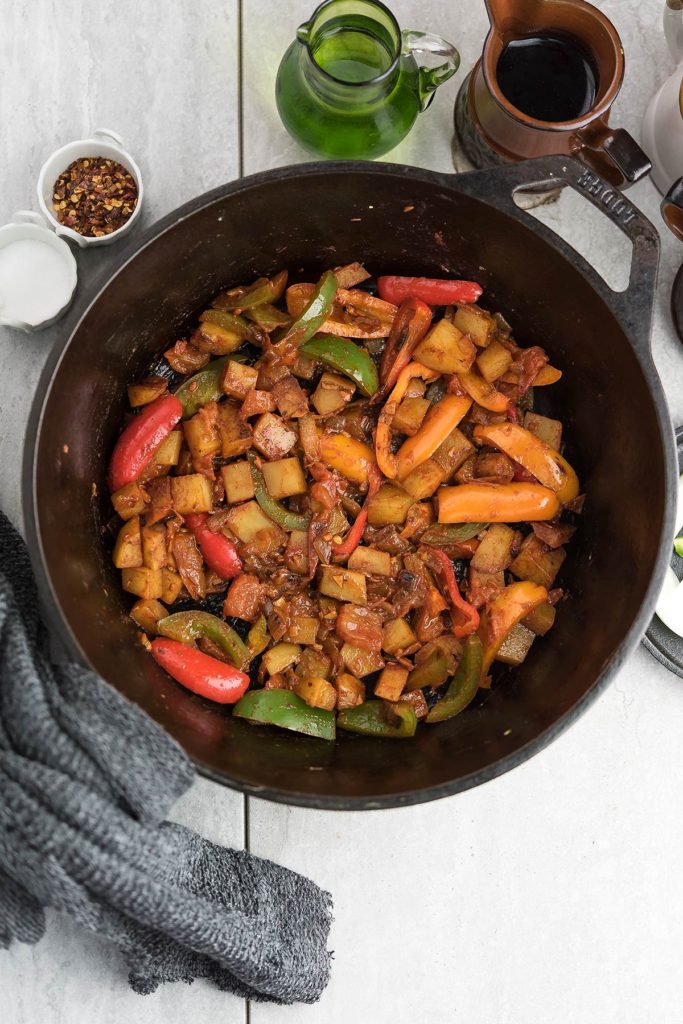 Photo of Pepperonata, which is one of the best potato side dishes. 