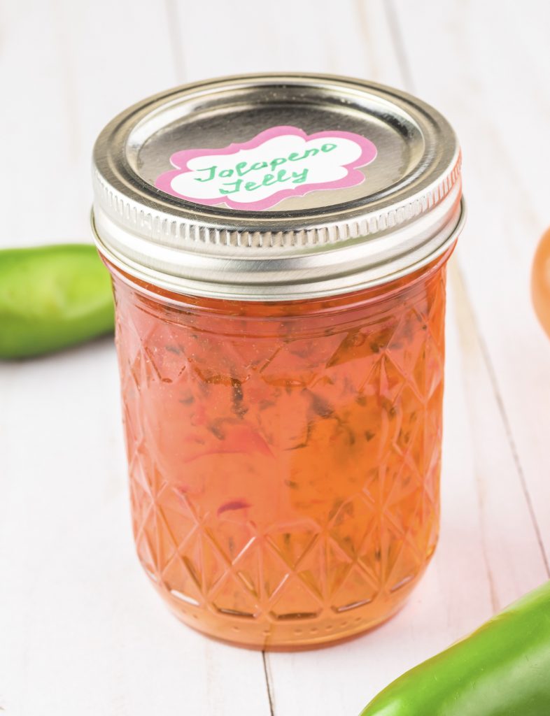 jelly made with jalapeno peppers in a jar