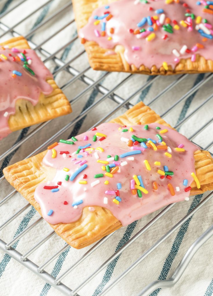 multiple vegan pop tarts cooling on a rack