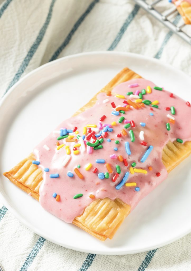 single vegan pop tart on white plate