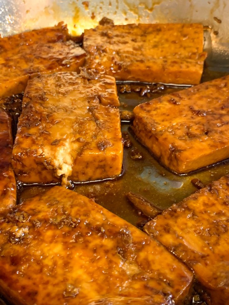 easy Sweet And Sour Tofu baking in pan